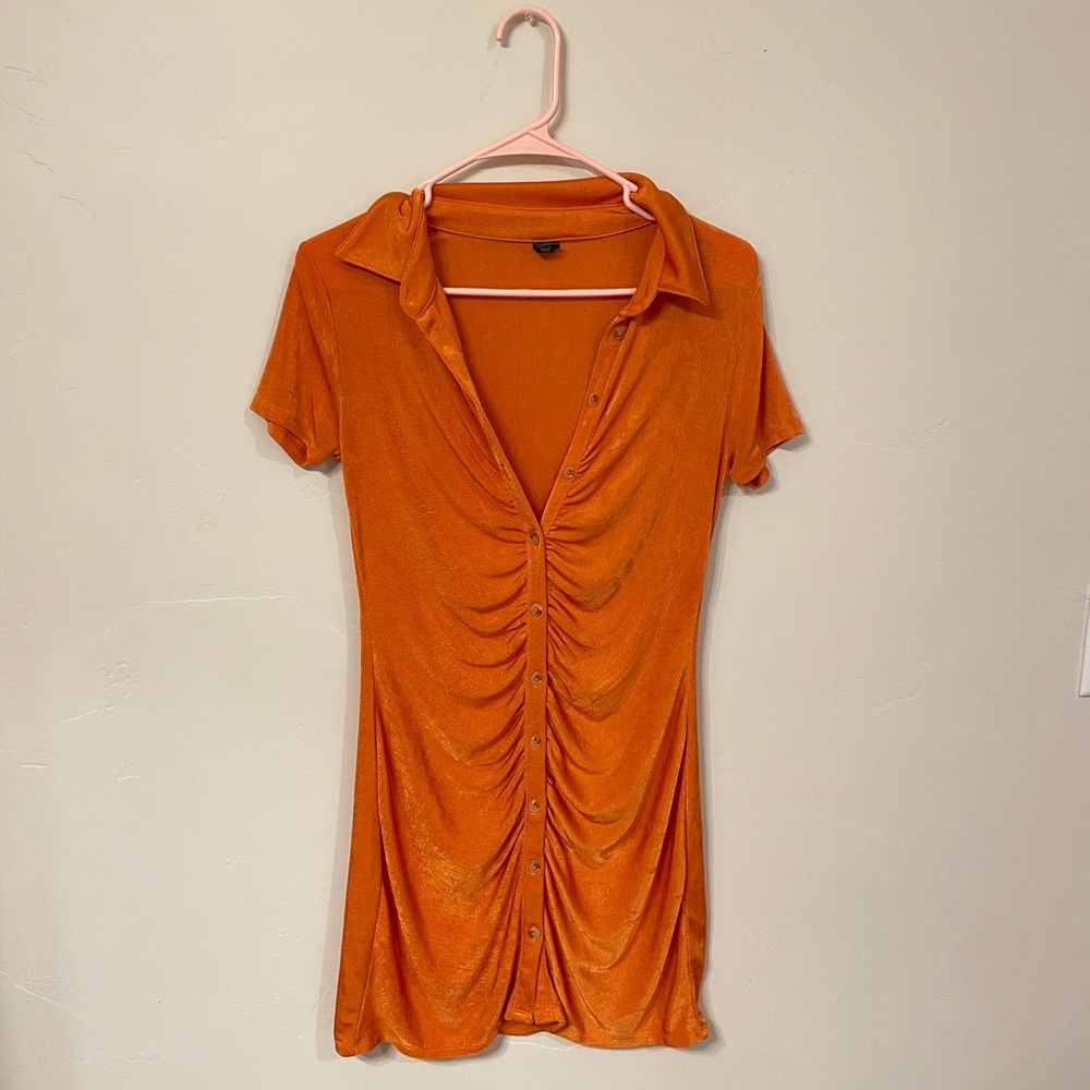 orange collared dress